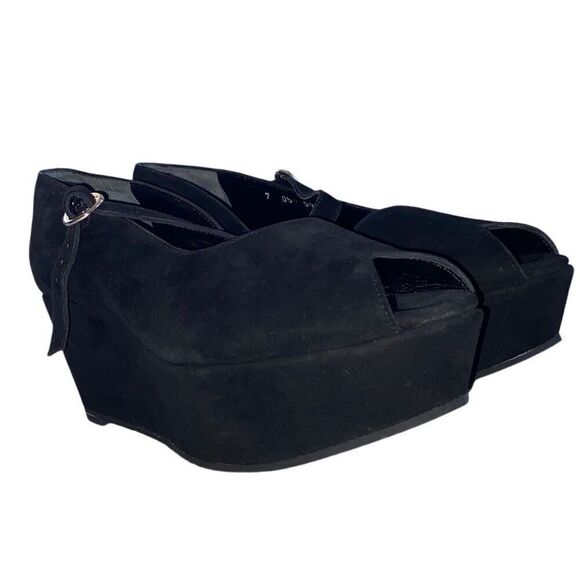 Robert Clergerie Paris NWOB Suade Platform Peep-Toe Mary Janes Romantic Goth Sz7 - Picture 1 of 9